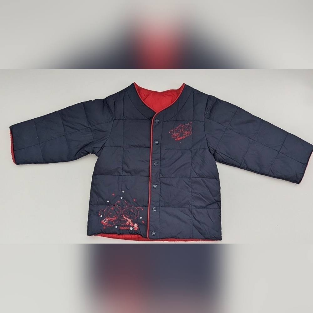 Kids Unisex Snap-Front Jacket/Raincoat/Windbreaker w/Red Embroidered Designs